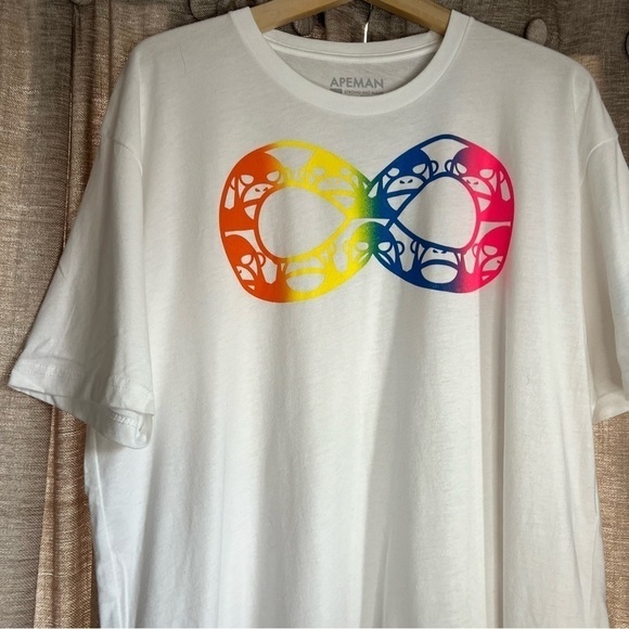 Apeman White Rainbow Autism Awareness Short Sleeve Tee Shirt Size Extra Large - Picture 8 of 13